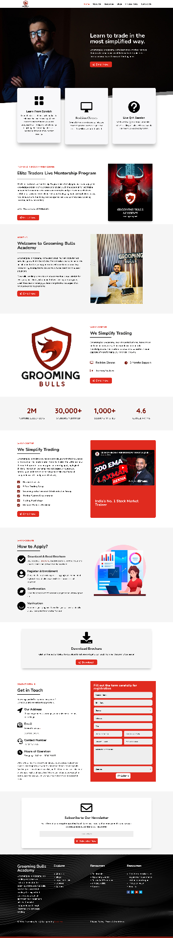 Grooming Bulls Academy — stock-market mentorship with 30,000+ students trained.