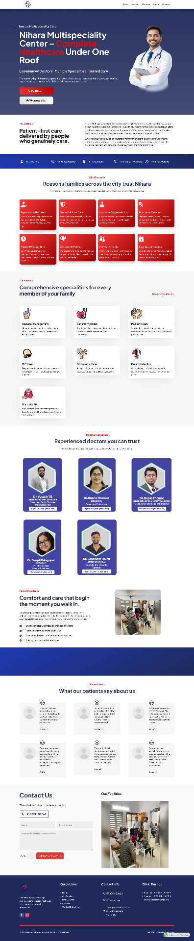 Nihara Multispeciality Center — complete healthcare site with online appointments.